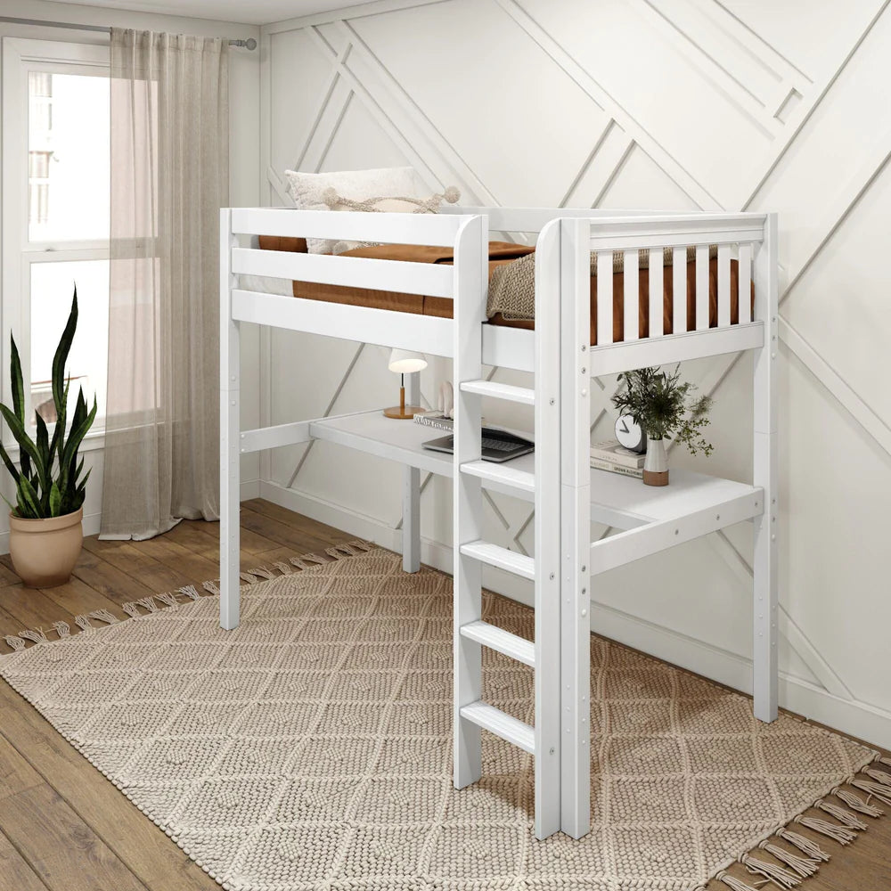 High Study Loft Bed with Long Desk