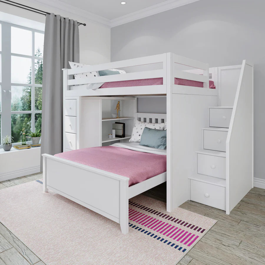 Full Over Full L-Shaped Bunk With Staircase + Storage