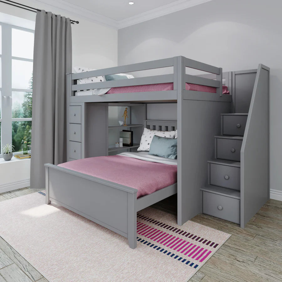 Full Over Full L-Shaped Bunk With Staircase + Storage