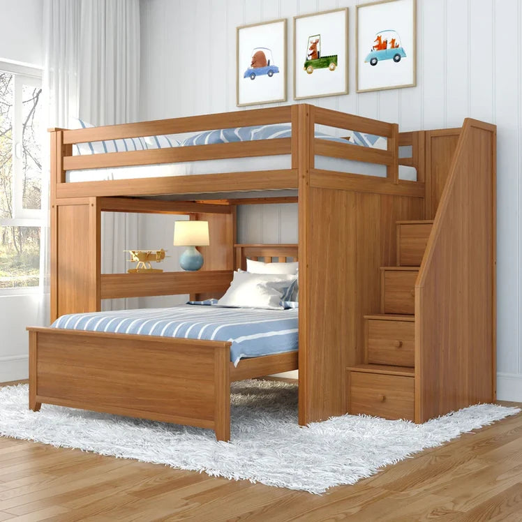 Full/Full L-Shaped Bunk With Staircase + Desk