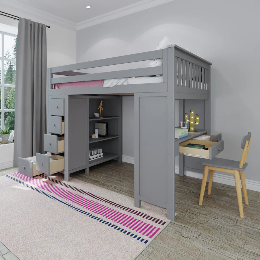 Buxton3 Full-Size Loft With Staircase + Desk + Storage