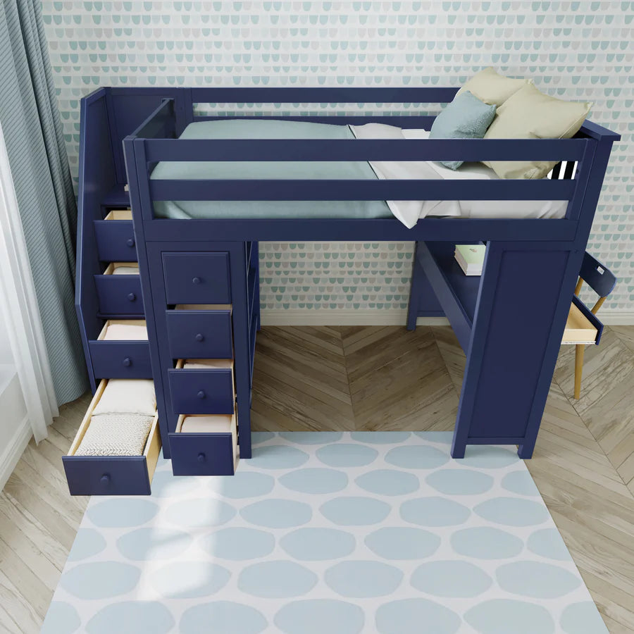 Buxton3 Full-Size Loft With Staircase + Desk + Storage