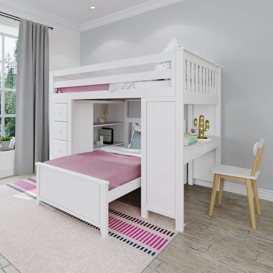 Full Over Twin L-Shaped Bunk With Staircase + Desk + Storage
