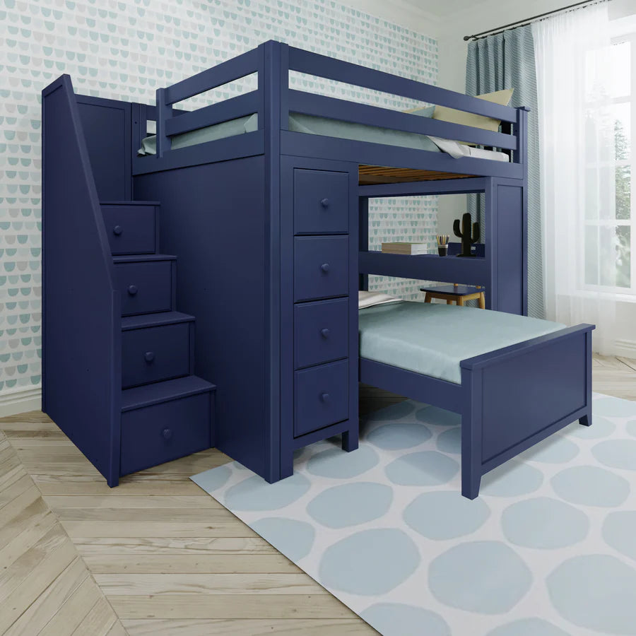 Full/Full L-Shaped Bunk With Staircase + Desk