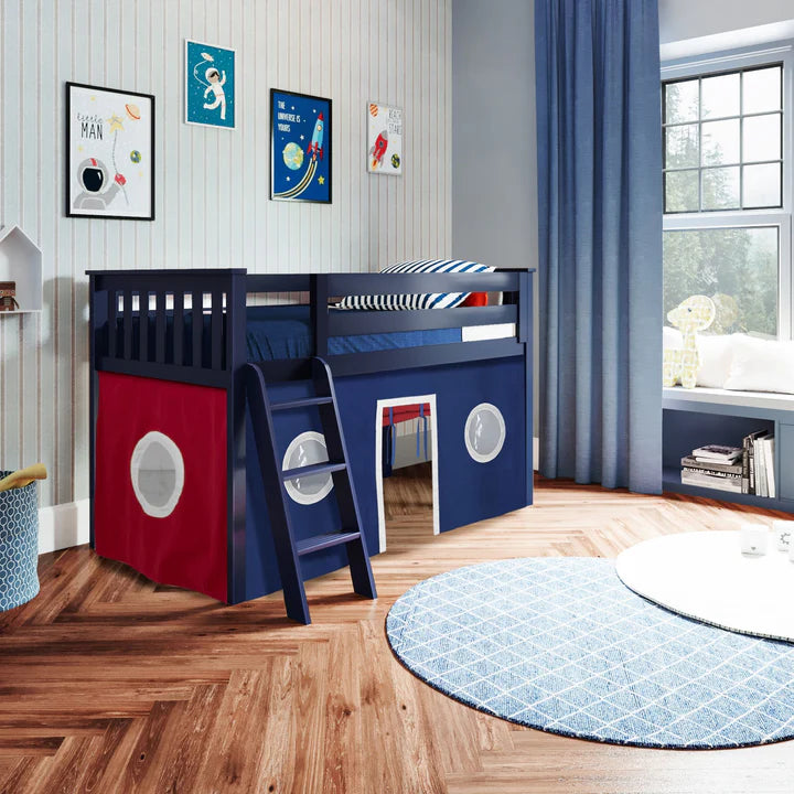 York 1 Twin Play Loft with Curtain