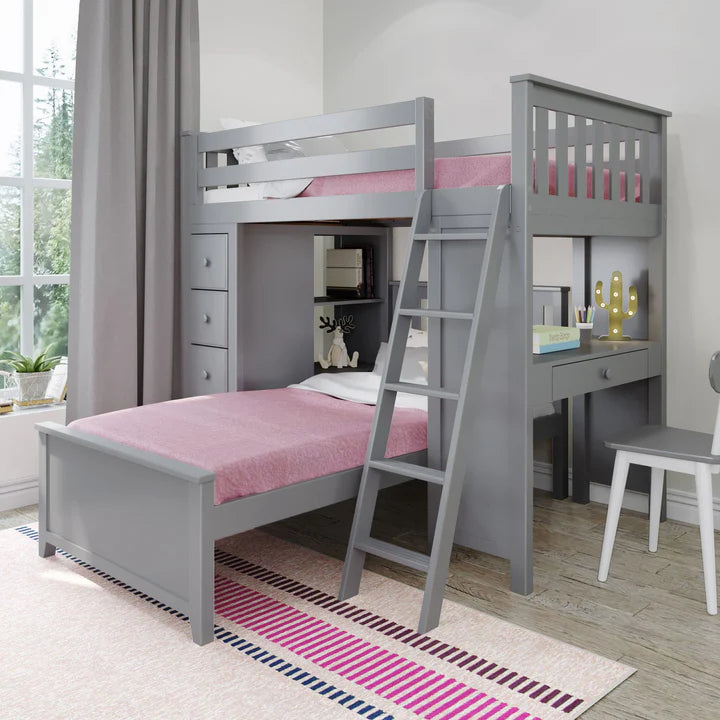 Kensington 1 Loft Bed Storage Study + Twin Bed