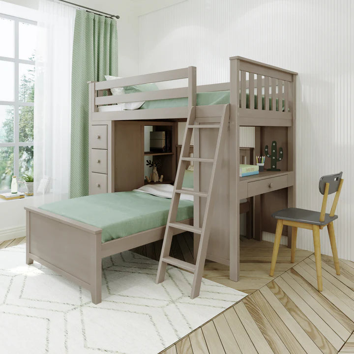 Kensington 1 Loft Bed Storage Study + Twin Bed