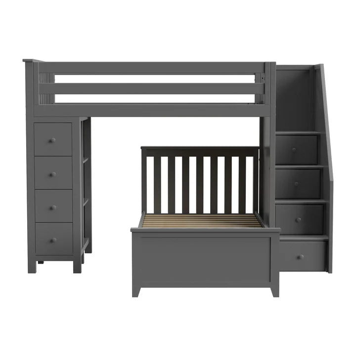 Oxford 2 Staircase Loft Bed Storage + Twin Bed