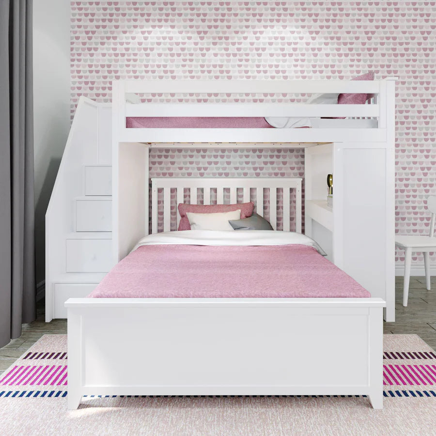 Brighton 1 Staircase Loft Bed Desk + Full Bed