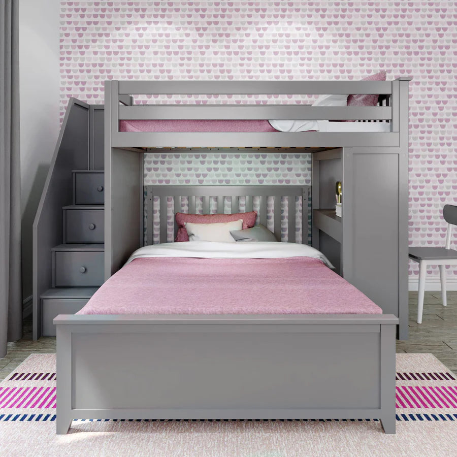 Brighton 1 Staircase Loft Bed Desk + Full Bed