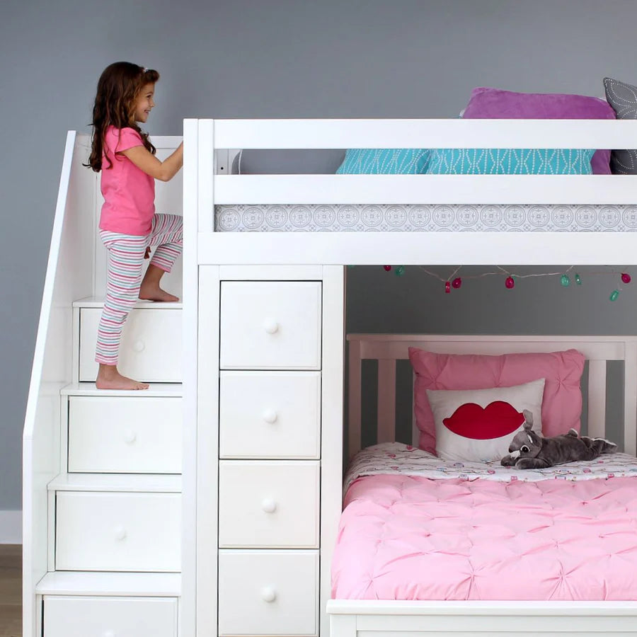 Chester 4 Staircase Loft Bed Desk + Dresser + Twin Bed