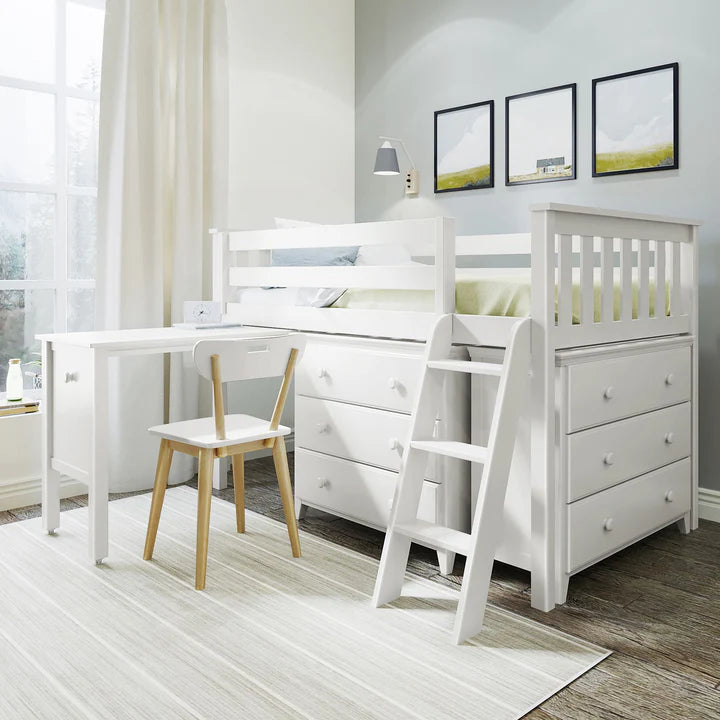 Windsor 3 Twin-Size Storage Loft Bed with Two Dressers and Desk