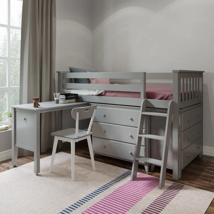 Windsor 3 Twin-Size Storage Loft Bed with Two Dressers and Desk