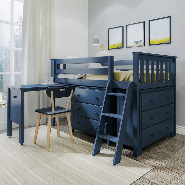 Windsor 3 Twin-Size Storage Loft Bed with Two Dressers and Desk