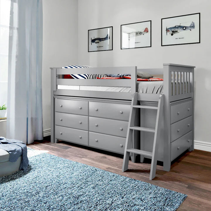 Windsor 1 Twin-Size Storage Loft Bed with Two Dressers
