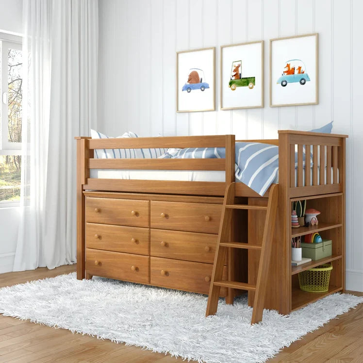 Windsor Twin-Size  Loft Bed with Dressers and Bookcase