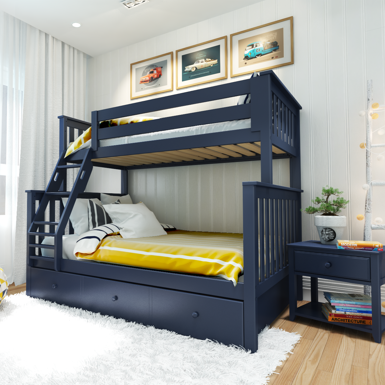 Twin over Full Bunk Bed with Ladder