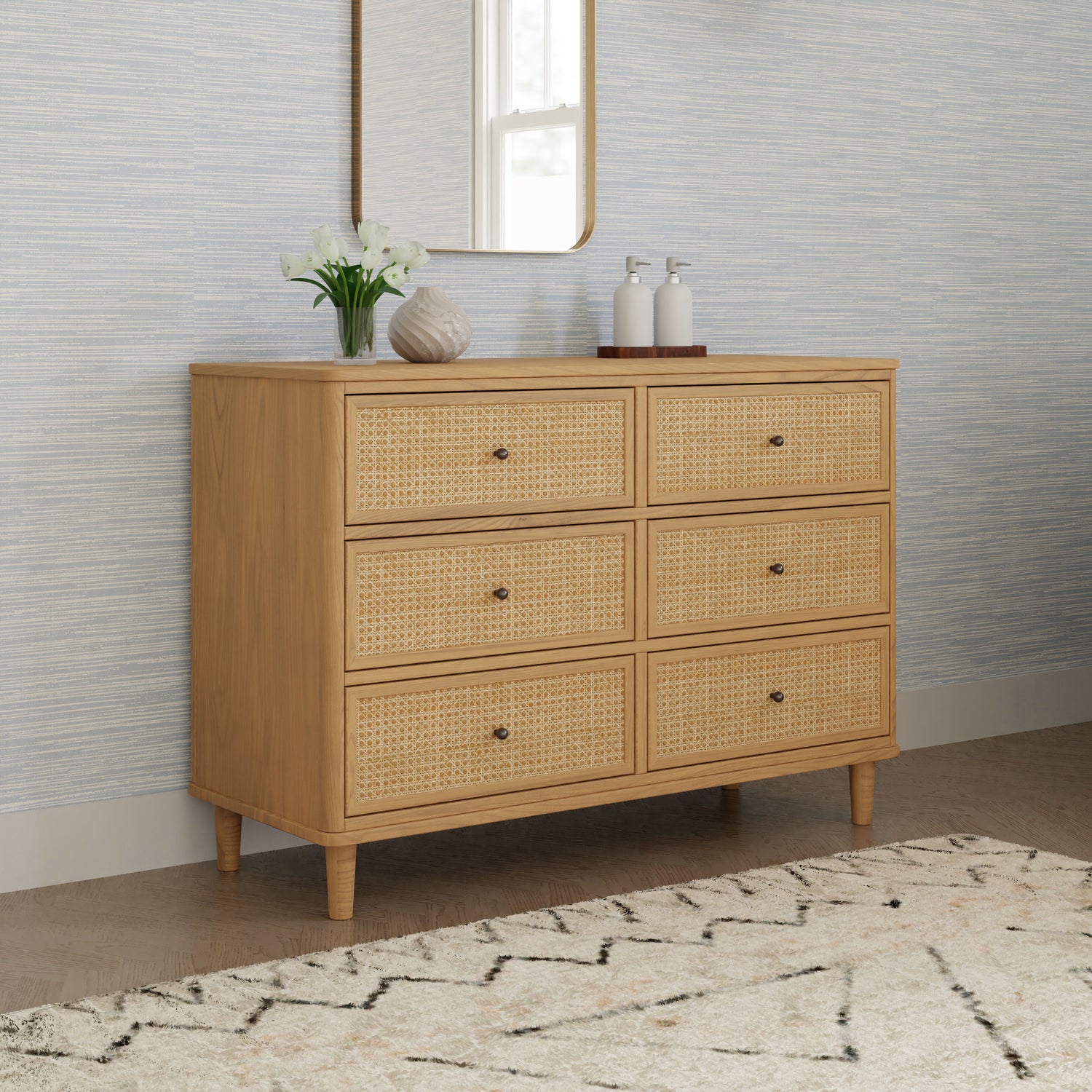 Marin with Cane 6 Drawer Assembled Dresser