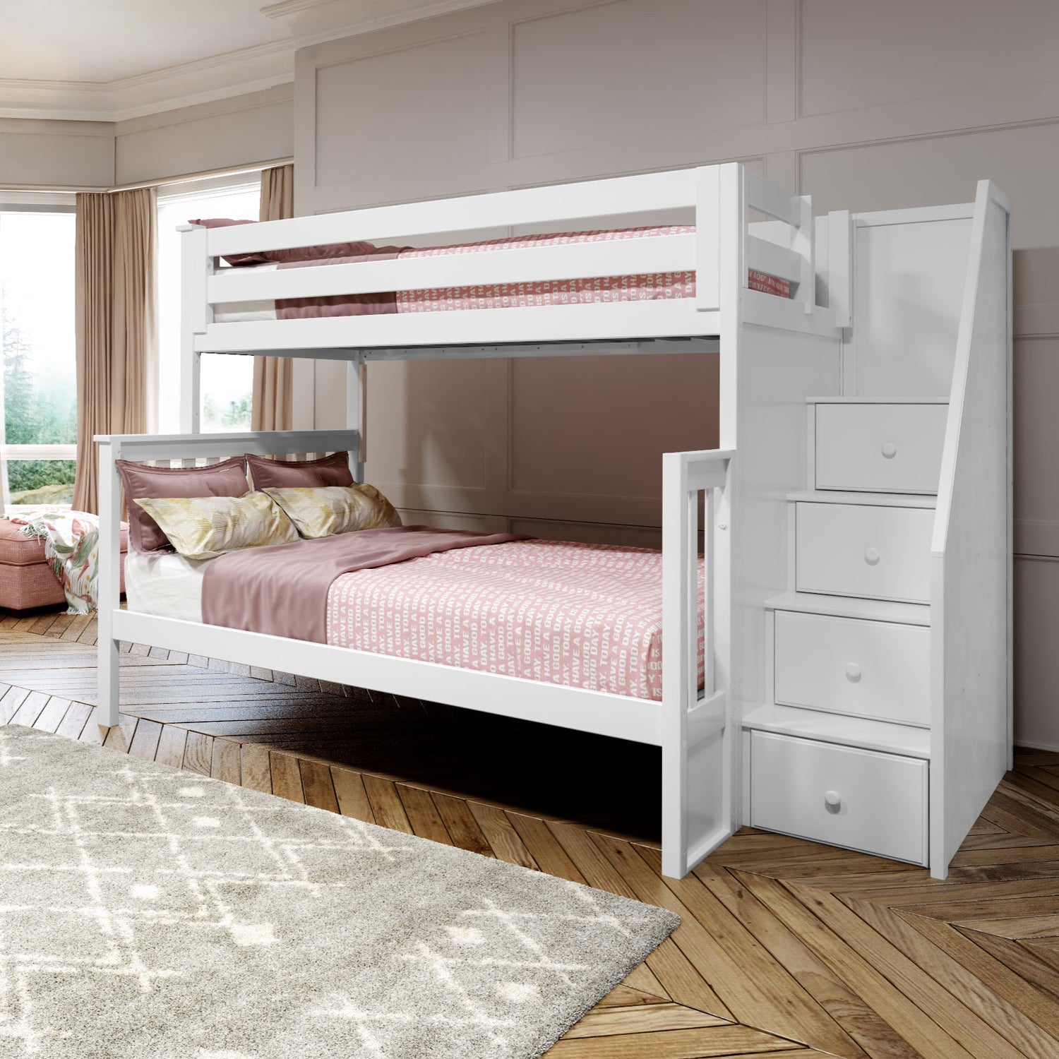 Twin over Full Bunk Bed with Staircase