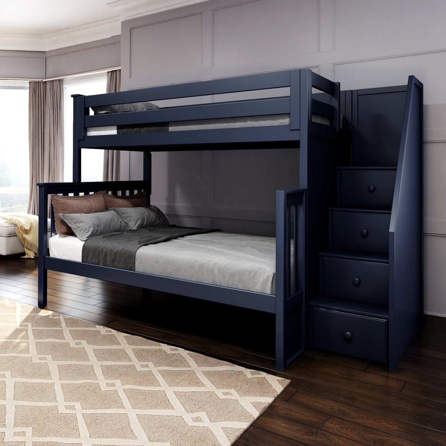 Twin over Full Bunk Bed with Staircase