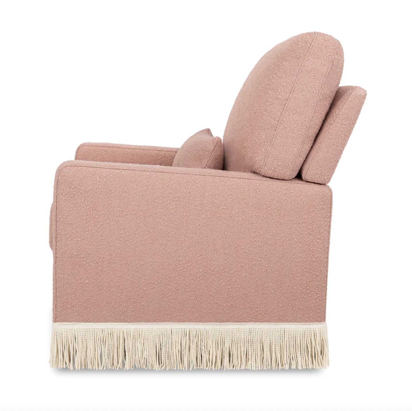 Crawford Pillowback Comfort Swivel Glider | Boucle with Tassel Fringe