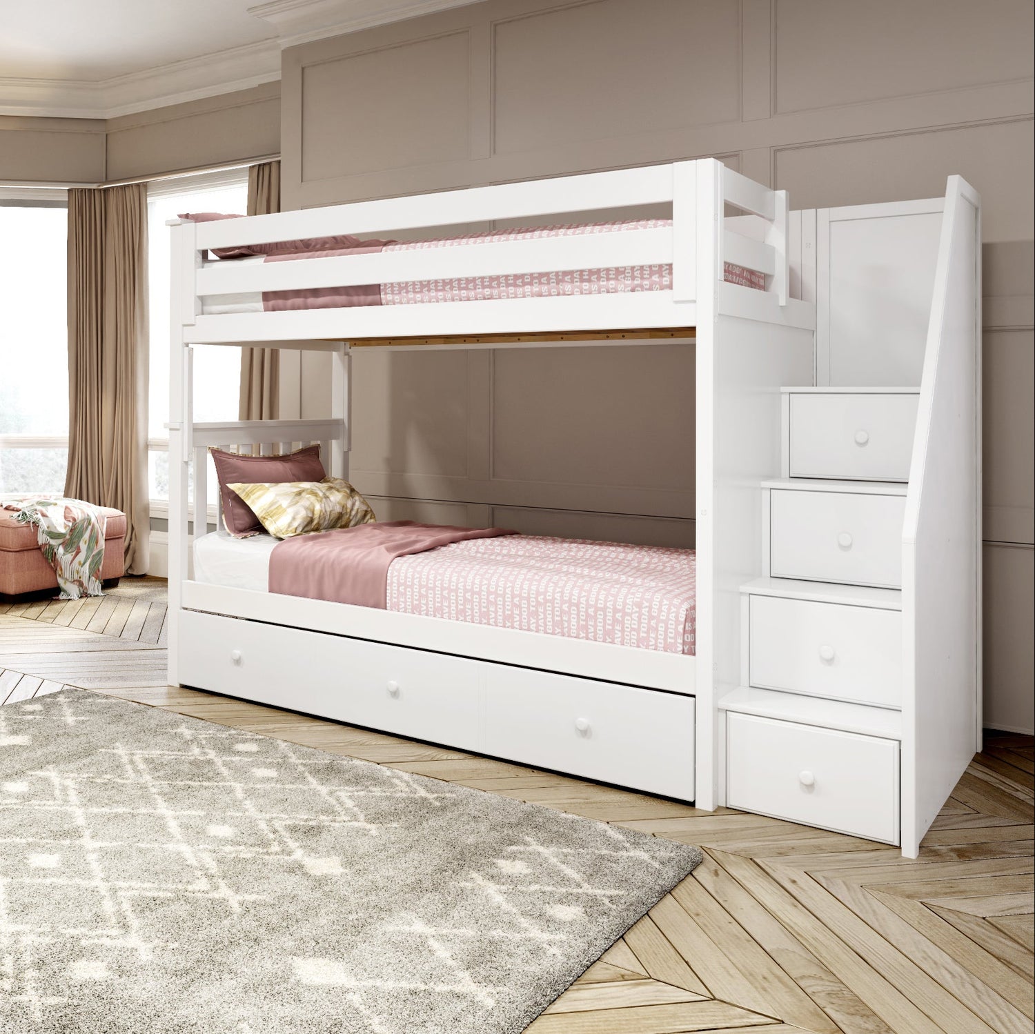 Twin Bunk Bed with Staircase