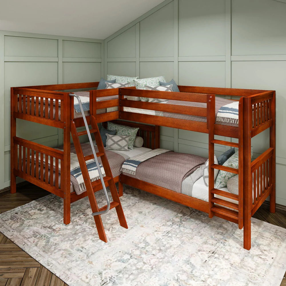 Full + Twin Corner Quad Bunk Bed