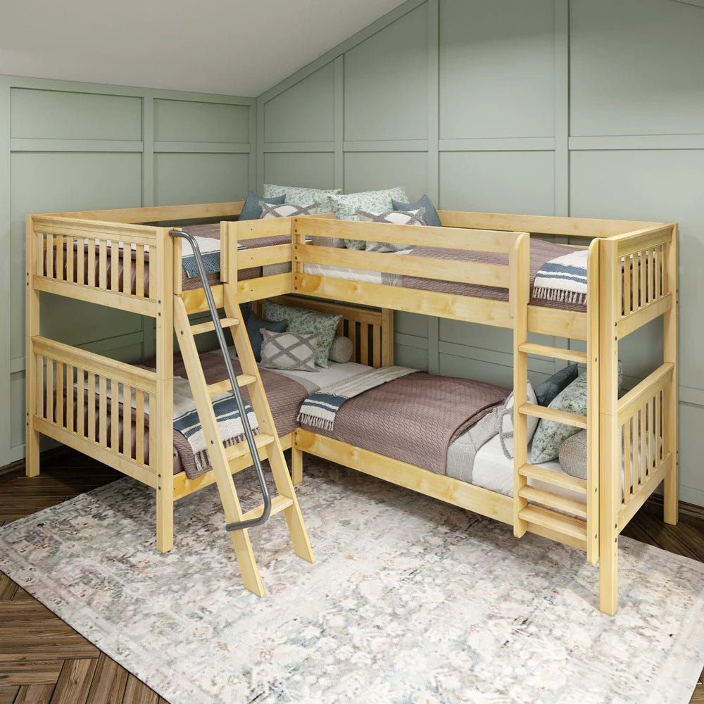 Full + Twin Corner Quad Bunk Bed