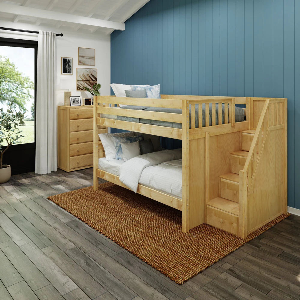 Classic Full Bunk Bed with Stairs