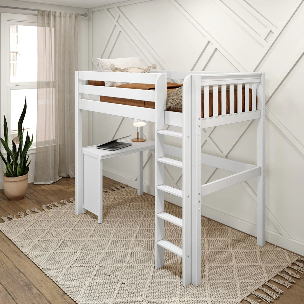 High Study Loft Bed with Corner Desk