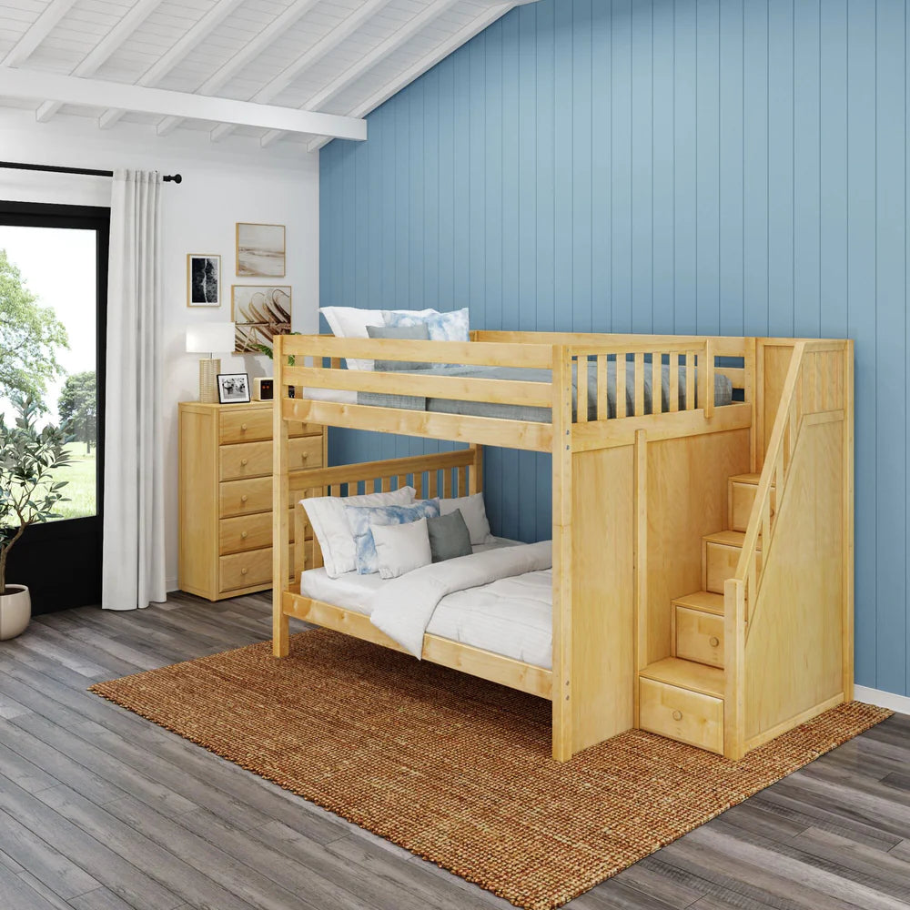 Classic Queen Bunk Bed with Stairs