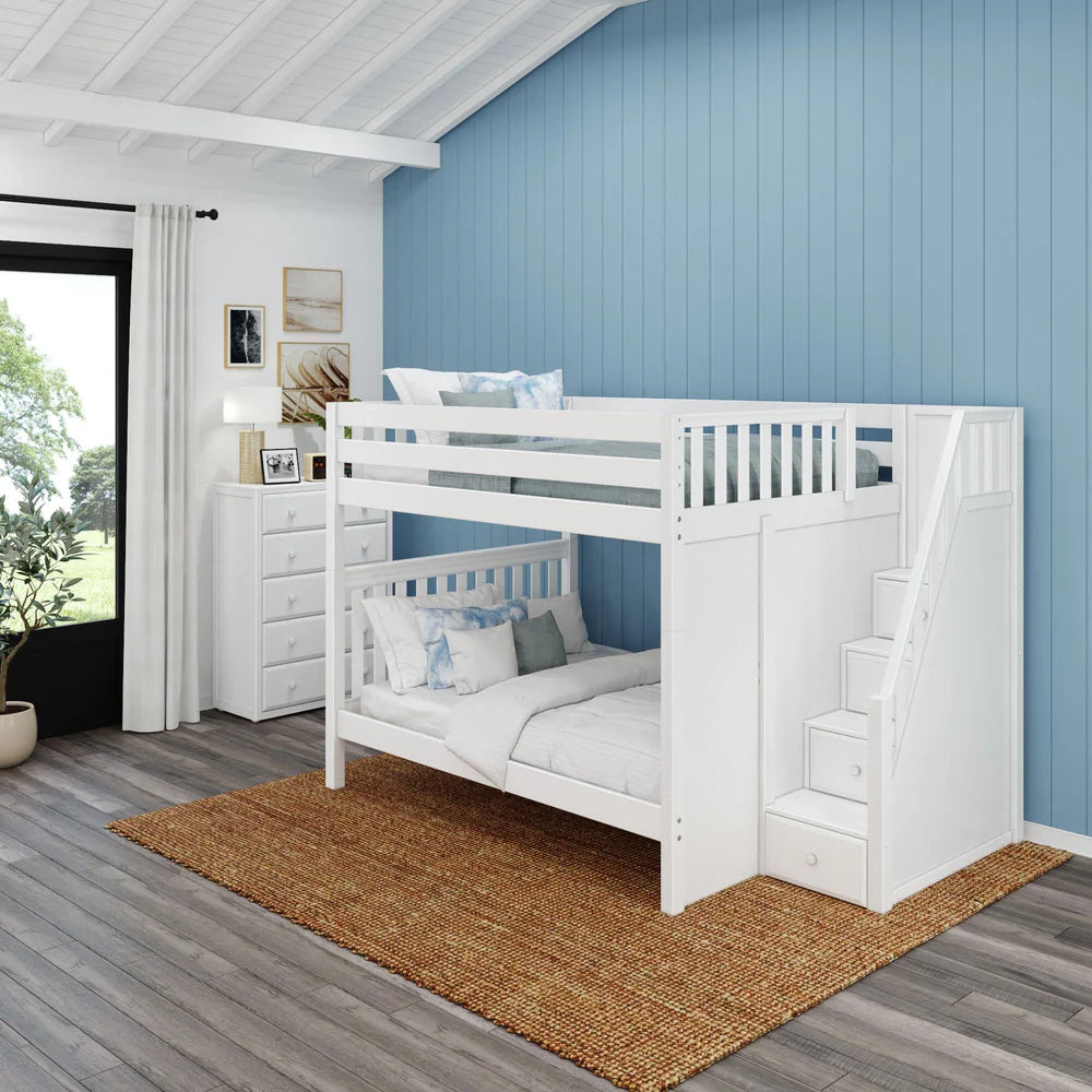 Classic Queen Bunk Bed with Stairs