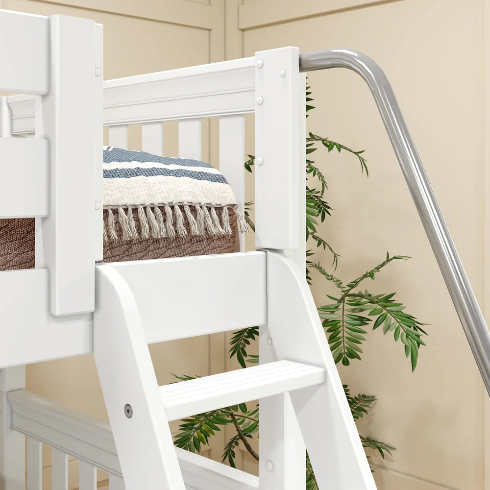 Queen + Twin XL Corner Quad Bunk Bed with Stairs