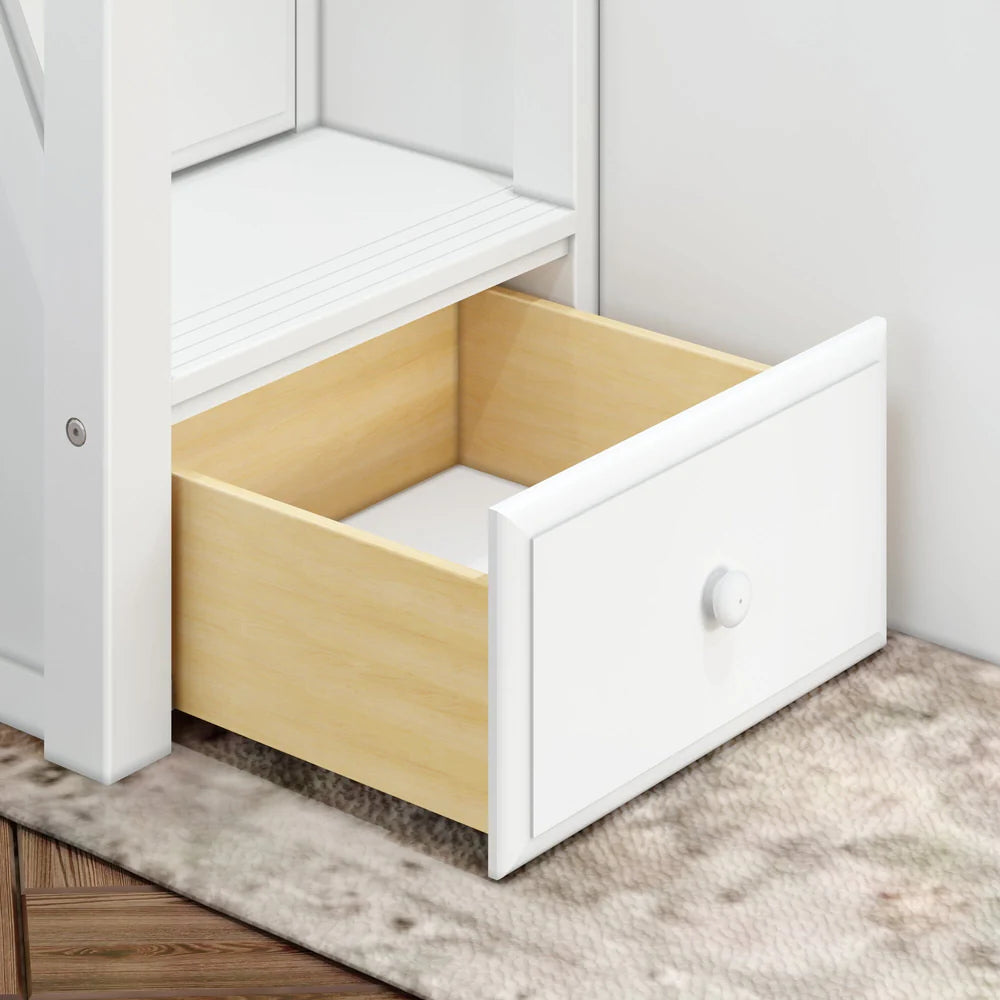 Queen + Twin XL Corner Quad Bunk Bed with Stairs