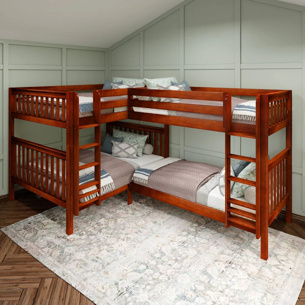 Queen + Twin XL Corner Quad Bunk Bed