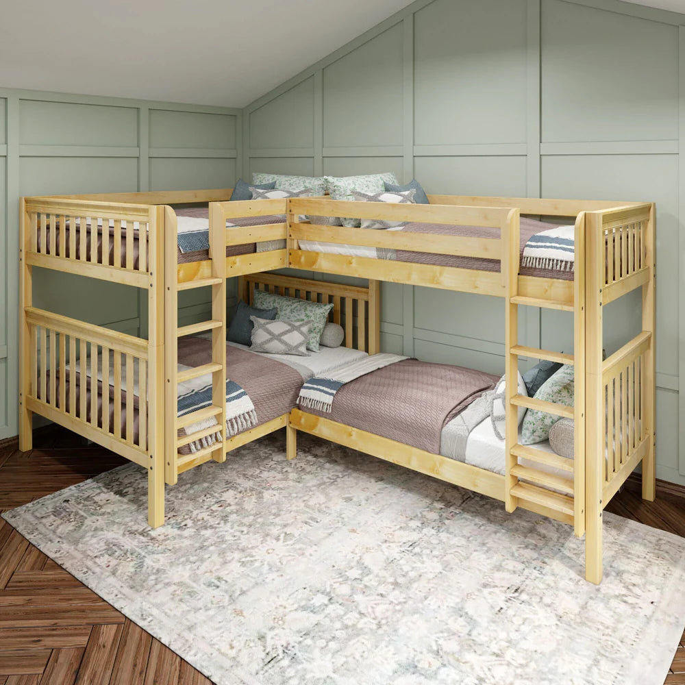 Queen + Twin XL Corner Quad Bunk Bed
