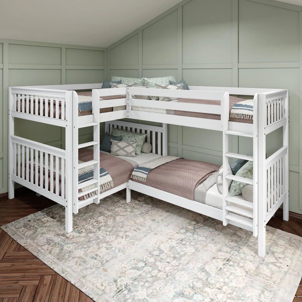 Queen + Twin XL Corner Quad Bunk Bed