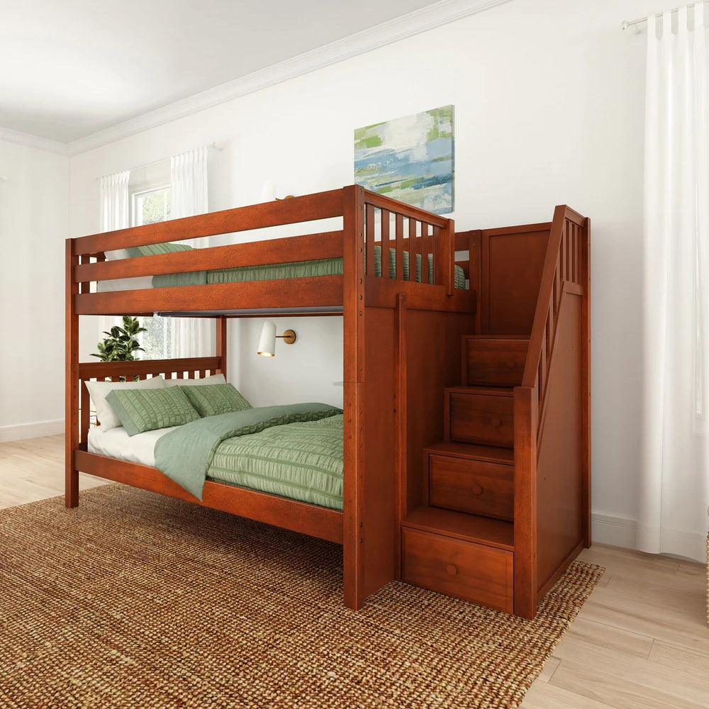 Classic Full Bunk Bed with Stairs