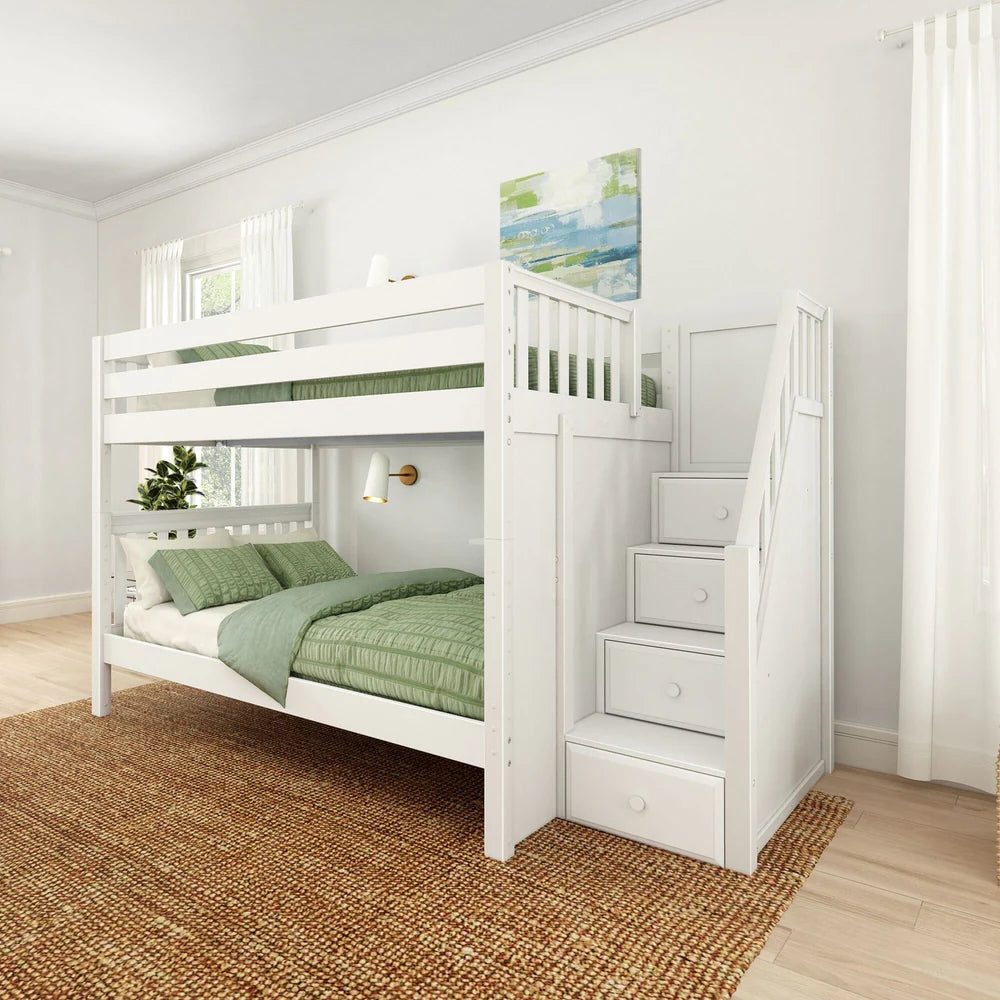 Classic Full Bunk Bed with Stairs
