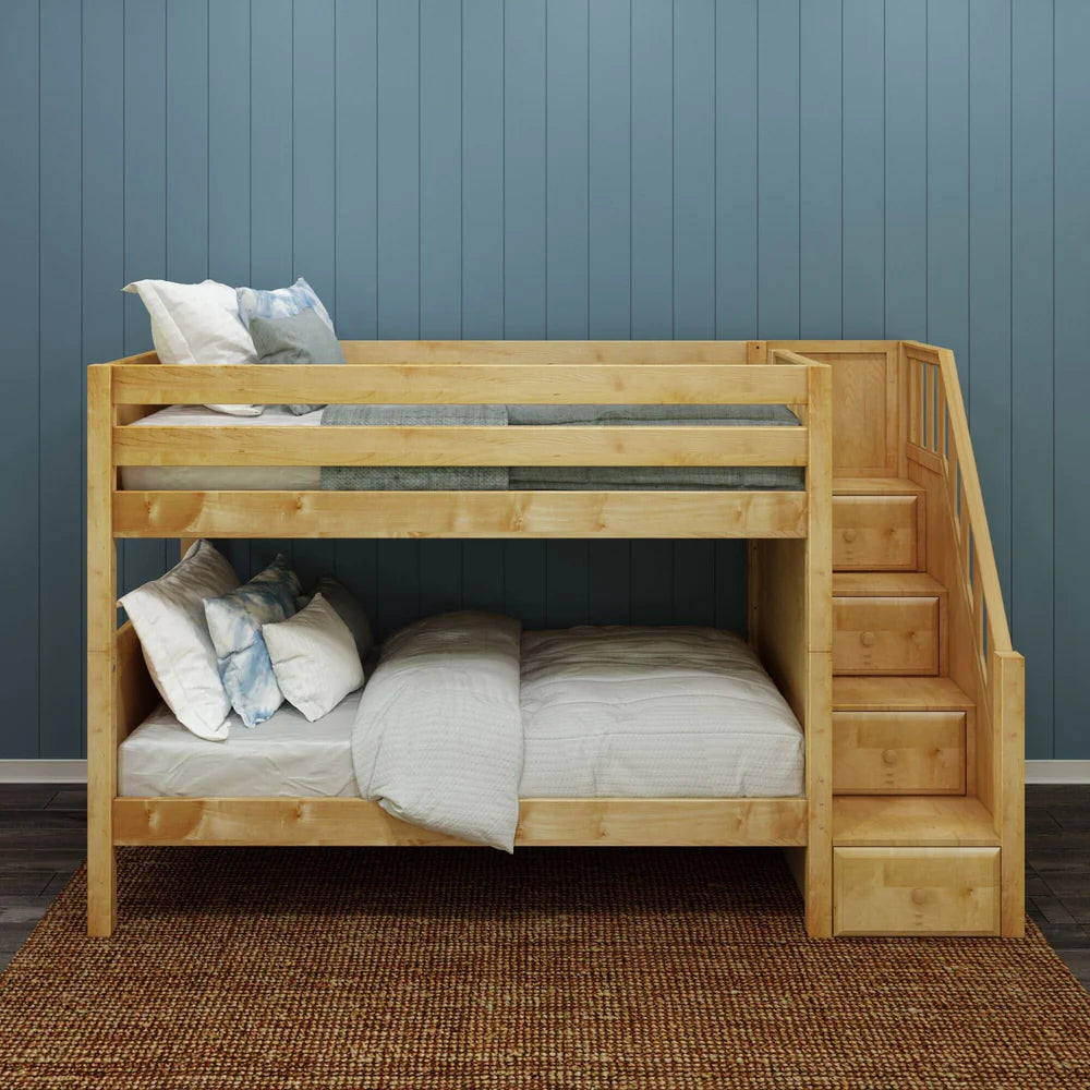 Classic Twin Bunk Bed with Stairs