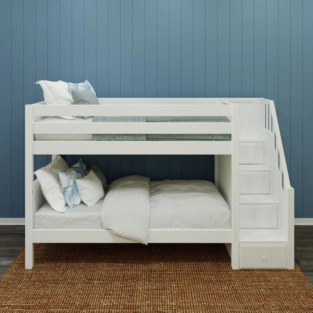 Classic Twin Bunk Bed with Stairs
