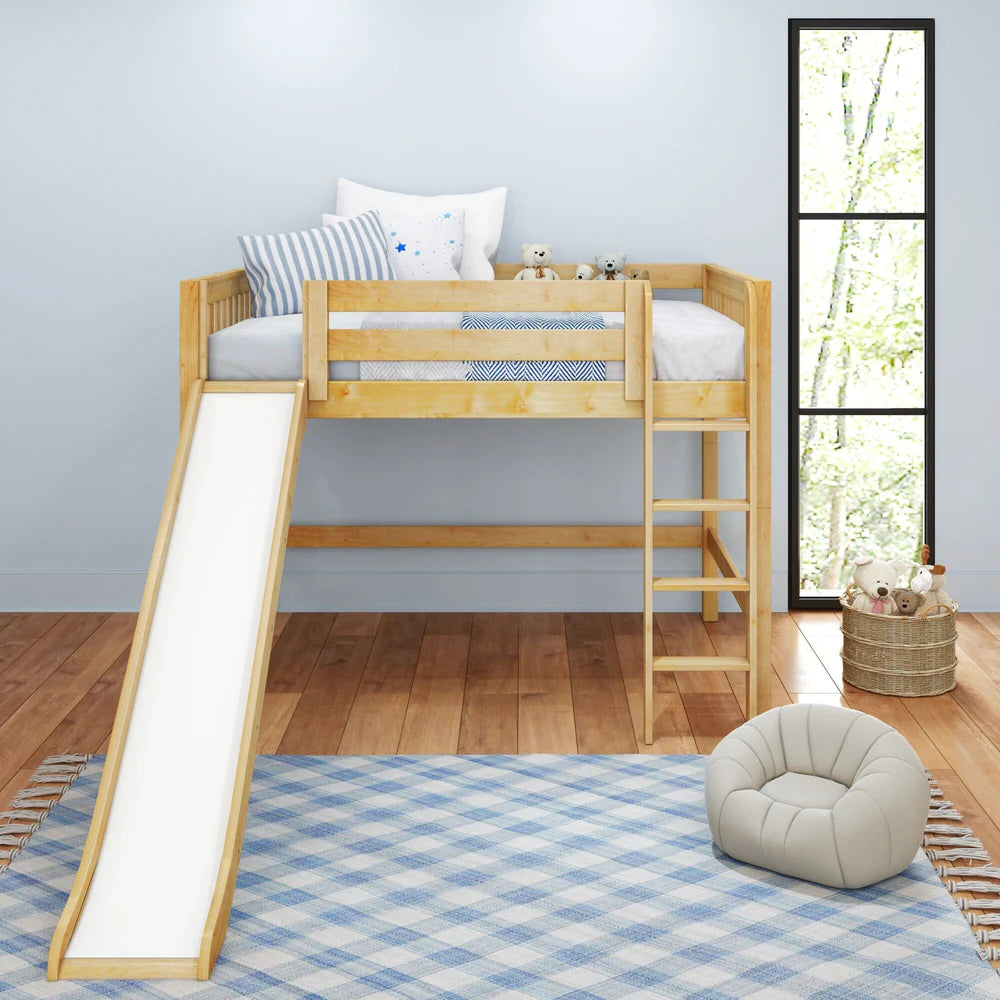 Mid Loft Bed with Slide