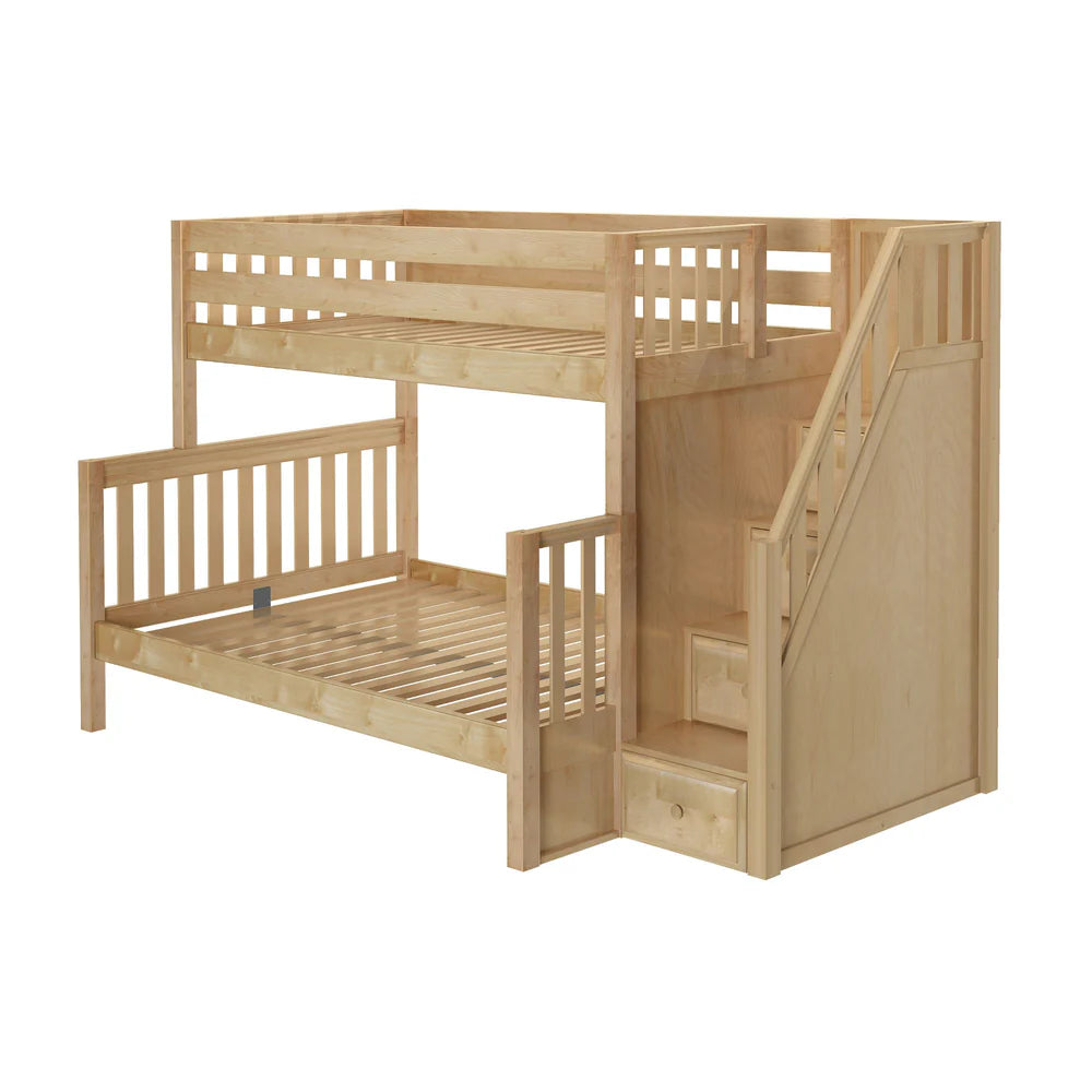Classic Twin XL over Queen Bunk Bed with Stairs