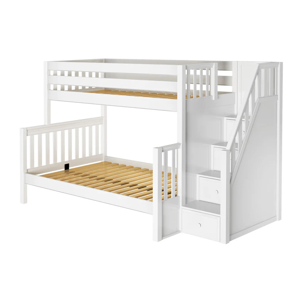 Classic Twin XL over Queen Bunk Bed with Stairs
