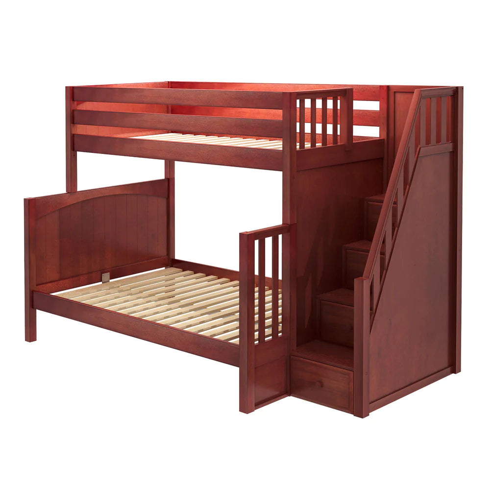 Classic Twin over Full Bunk Bed with Stairs