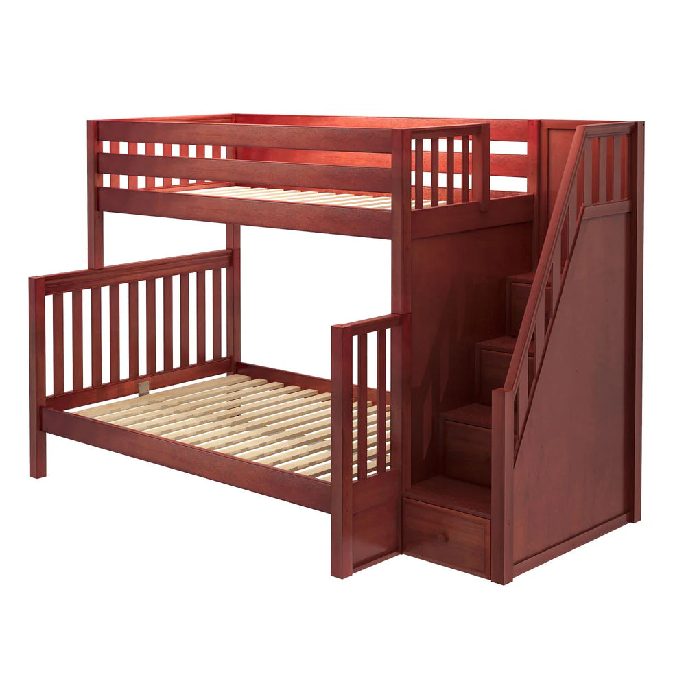 Classic Twin XL over Queen Bunk Bed with Stairs