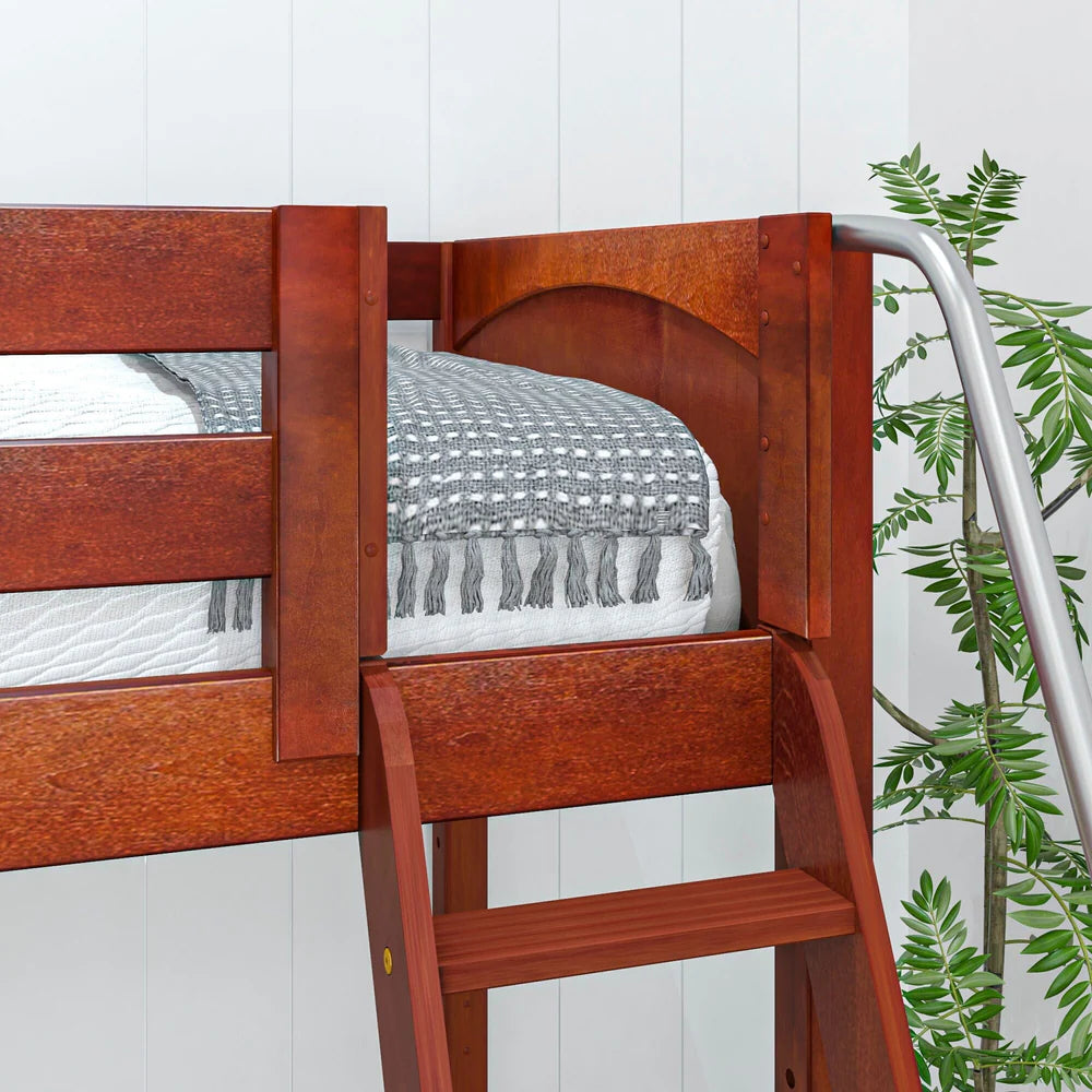 Full + Twin Corner Triple Loft Bunk Bed with Stairs