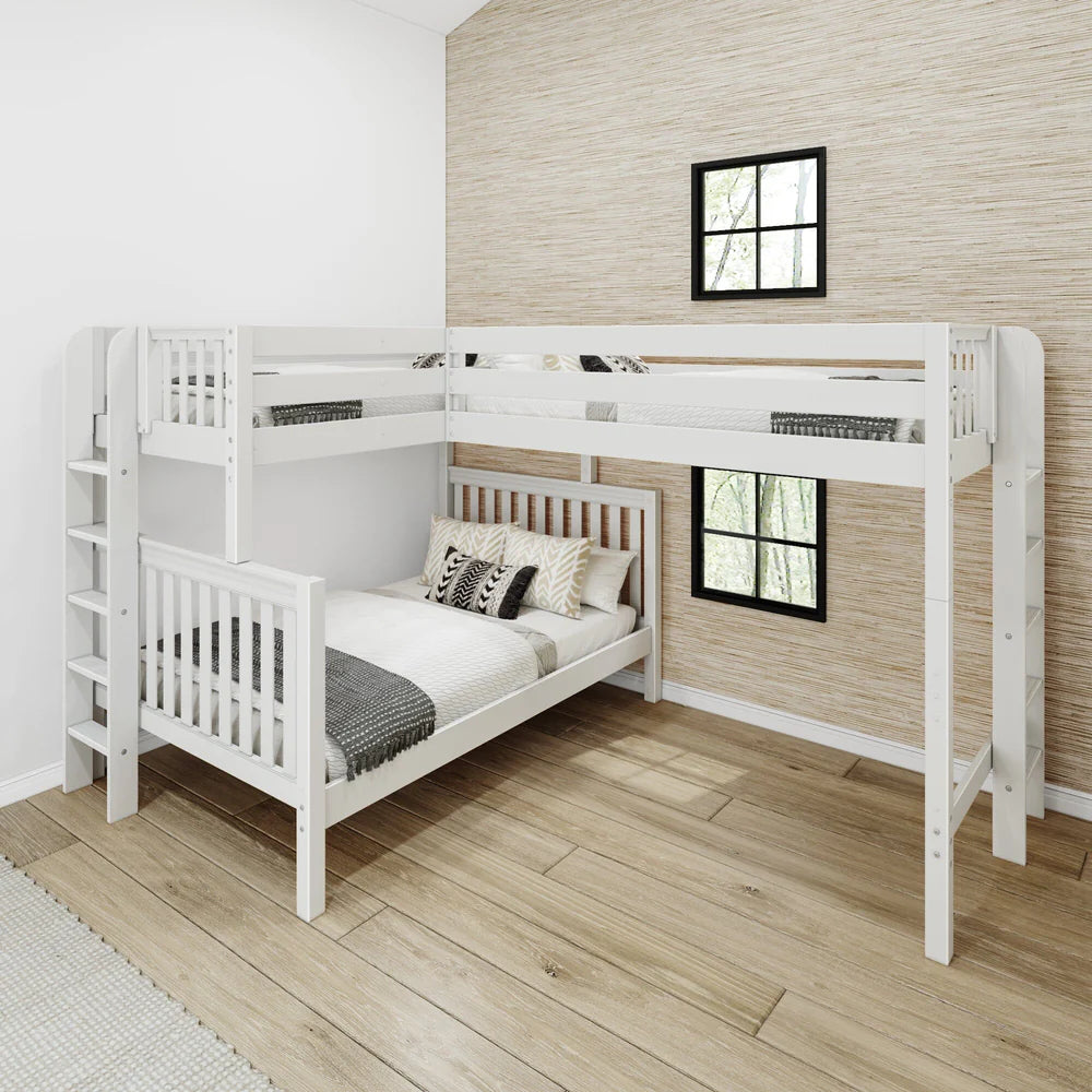 Twin over Full + Twin Corner Triple Loft Bunk Bed
