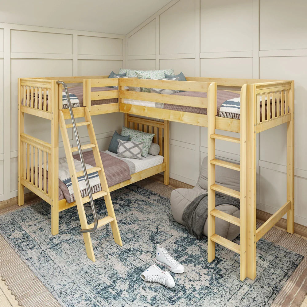 Twin XL Corner Triple Loft Bunk Bed